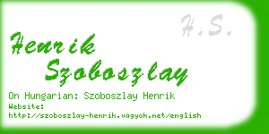 henrik szoboszlay business card